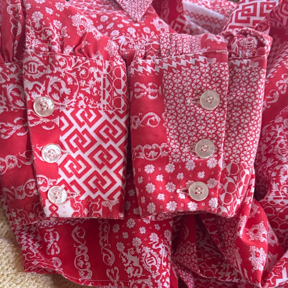 Wrangler Red Patterned Button Down Shirt - image 6